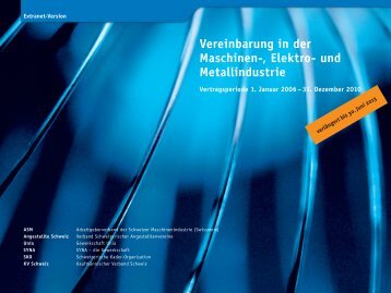 Maschinen-, Elektro- und Metallindustrie (Swissmem): Vereinbarung ...