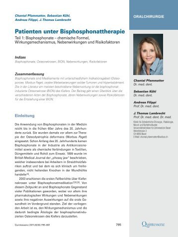 Patienten unter Bisphosphonattherapie - Professor Dr. Andreas ...