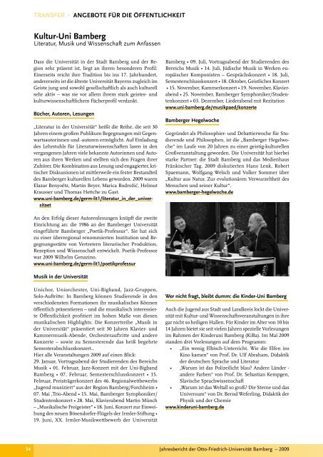 Jahresbericht 2009 - Universität Bamberg