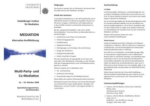 Multi-Party- und Co-Mediation - Universität Heidelberg