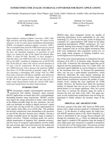 superconductor analog to digital converter for sigint applications