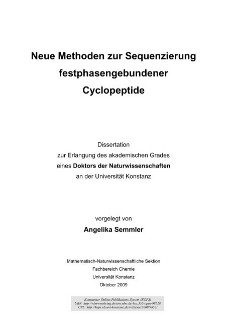 Angelika Semmler - KOPS - Universität Konstanz