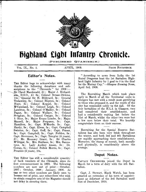 HLI Chronicle 1909 - The Royal Highland Fusiliers