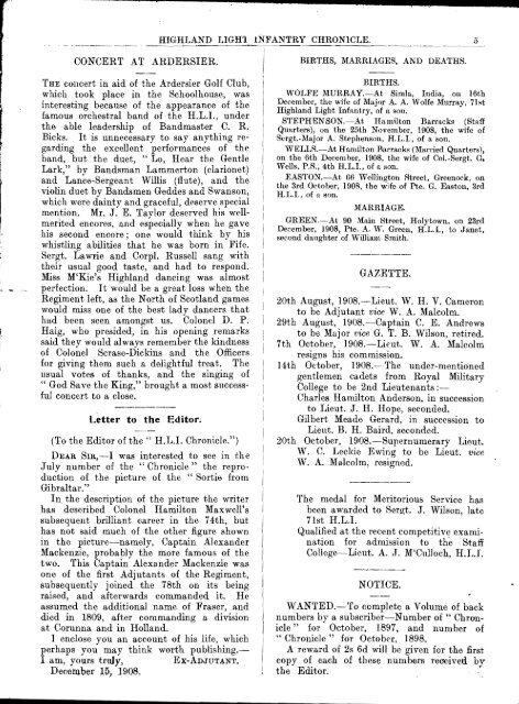 HLI Chronicle 1909 - The Royal Highland Fusiliers