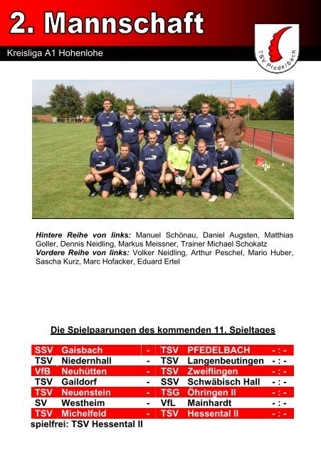 4. Heft gegen TSV Niedernhall 12. Oktober 2008 - TSV Pfedelbach