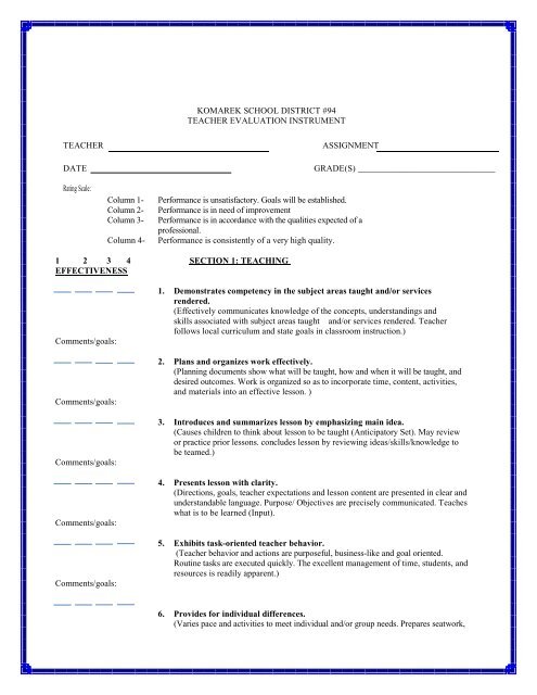 Teachers' Contract - Komarek School District 94