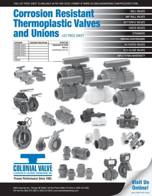 Colonial Price Book 091510v5.indd - Colonial Engineering