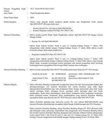Putusan Pengadilan Pajak Nomor : PUT. 43035/PP/M.XII/15/2013 ...