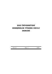 E.Ü. HYO Dergisi Cilt 21 - Sayı 1 - 2005 - Hemşirelik Yüksekokulu