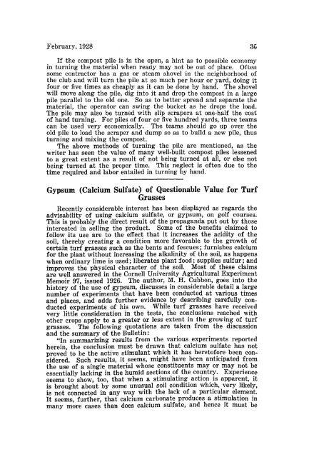 Gypsum (Calcium Sulfate) of Questionable Value for Turf Grasses