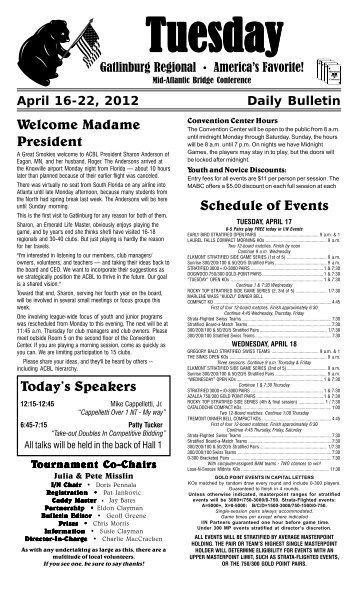 Schedule of Events - Mid-Atlantic Bridge Conference