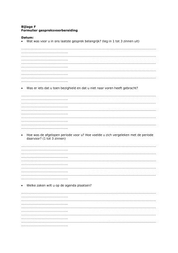 Bijlage F Formulier gespreksvoorbereiding - Psychologen praktijk ...
