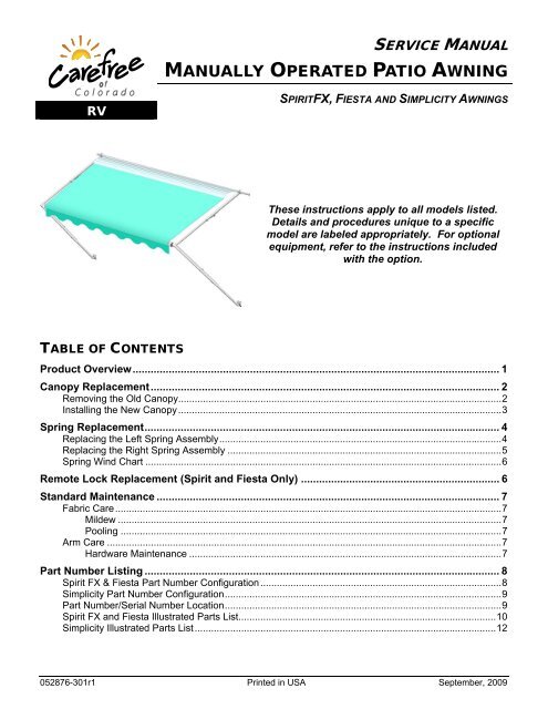 Patio Awning Service Manual - Carefree of Colorado