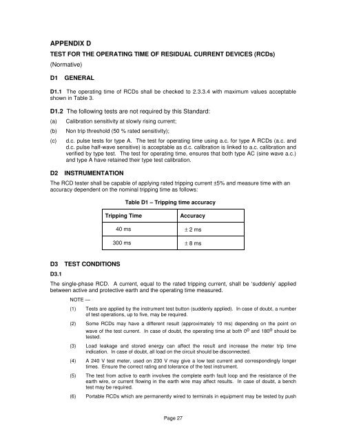 In-service safety inspection and testing of electrical equipment