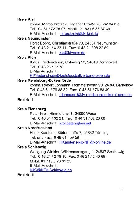 Anschriftenverzeichnis SHFV - Schleswig-Holsteinischer ...