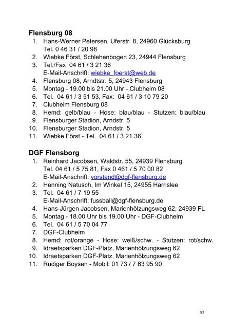 Anschriftenverzeichnis SHFV - Schleswig-Holsteinischer ...