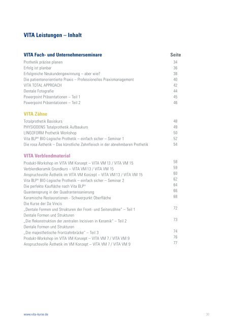 VITA Leistungen - VITA Zahnfabrik H. Rauter GmbH & Co. KG