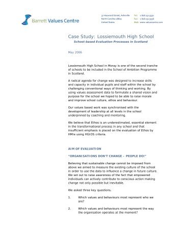 Case Study: Lossiemouth High School - Barrett Values Centre