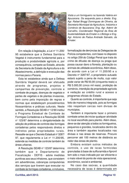 Abril 2012 - Agência de Defesa Agropecuária do Paraná - ADAPAR