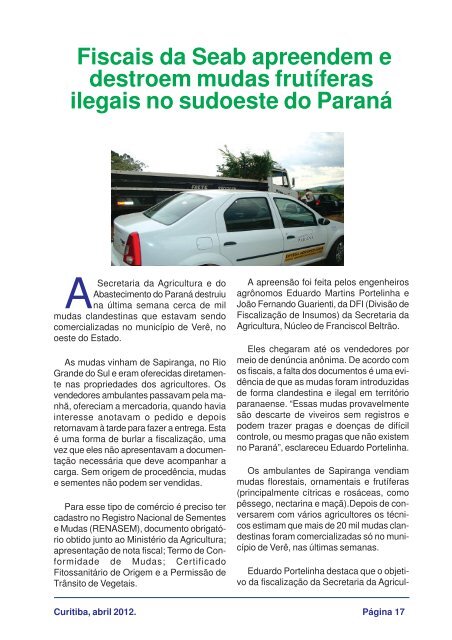 Abril 2012 - Agência de Defesa Agropecuária do Paraná - ADAPAR