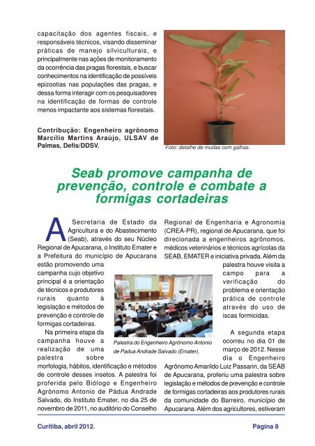 Abril 2012 - Agência de Defesa Agropecuária do Paraná - ADAPAR