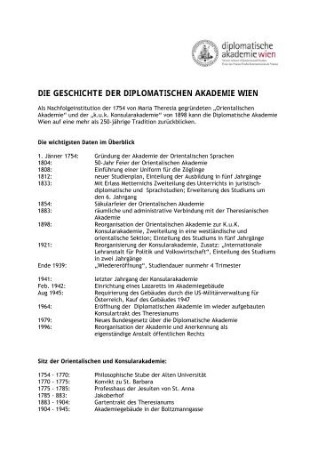 DIE GESCHICHTE DER DIPLOMATISCHEN AKADEMIE WIEN