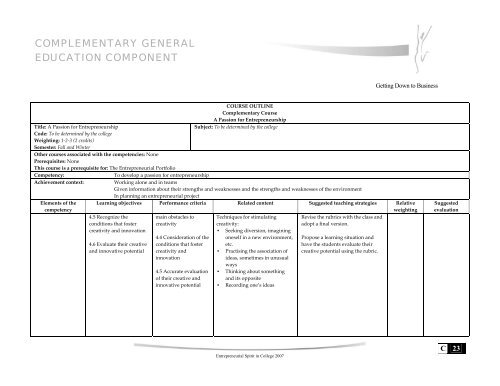 Complementary General Education Component in ... - Inforoute FPT