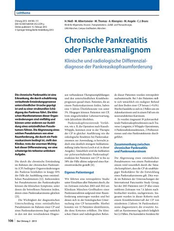 Chronische Pankreatitis oder Pankreasmalignom - Klinik fÃƒÂ¼r ...