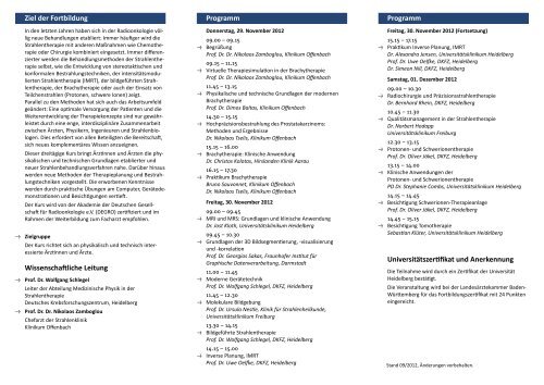 MeDIZInIsche PhysIk unD TechnIk Für rADIOOnkOlOgen DegrO ...