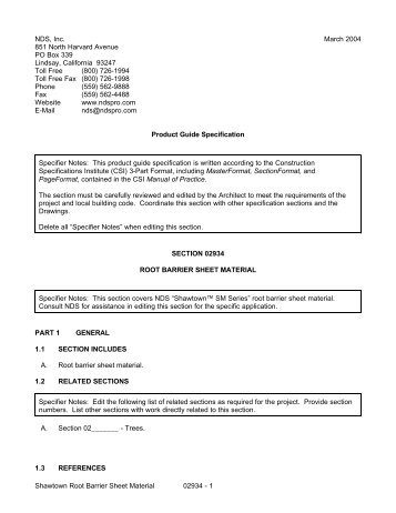 02934 Root Barrier Sheet Material Specifications - NDS