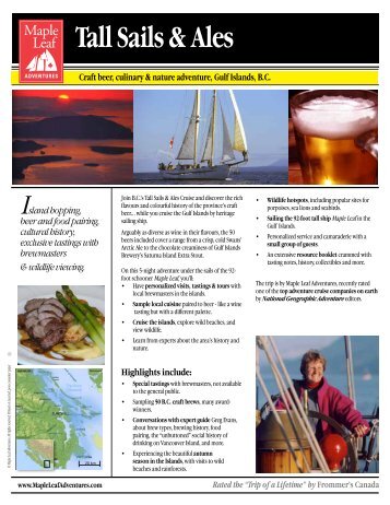 Tall Sails & Ales - Maple Leaf Adventures