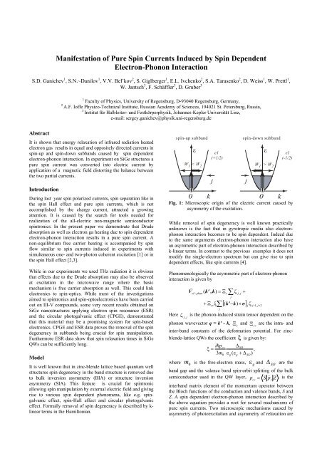 Manifestation of Pure Spin Currents Induced by Spin ... - Physik