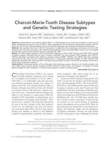 Charcot-Marie-Tooth disease subtypes and genetic ... - ResearchGate