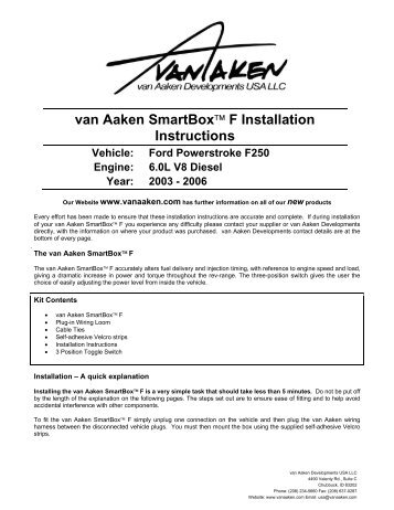 van Aaken SmartBoxâ¢ F Installation Instructions - 4 Wheel Online