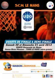 QUARTS DE FINALE & DEMI-FINALE Samedi 20 et Dimanche 21 ...