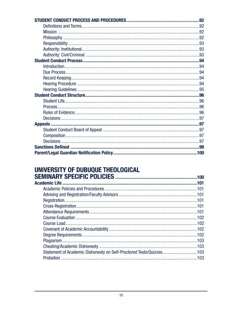 Student Handbook - University of Dubuque