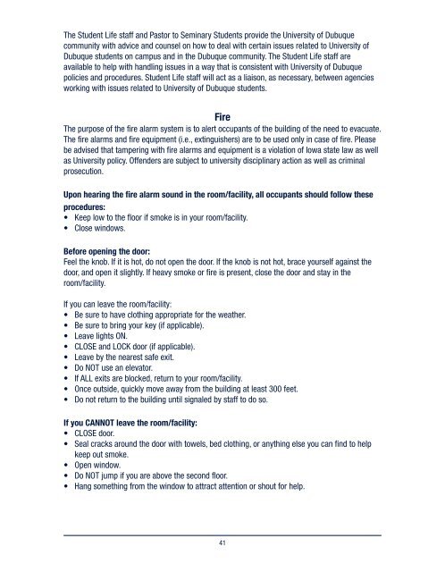 Student Handbook - University of Dubuque