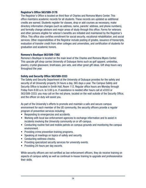 Student Handbook - University of Dubuque