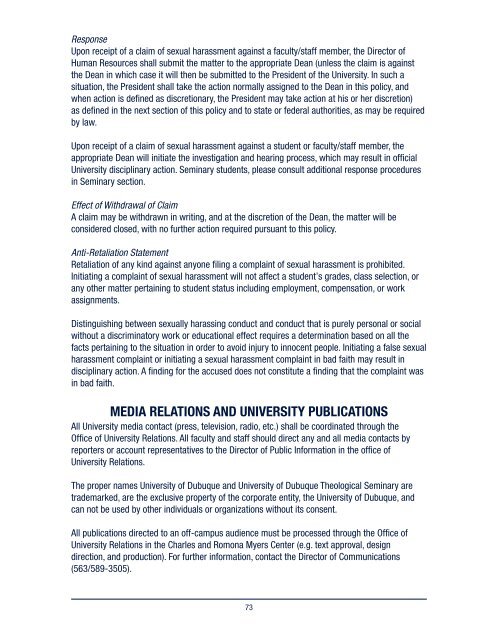 Student Handbook - University of Dubuque