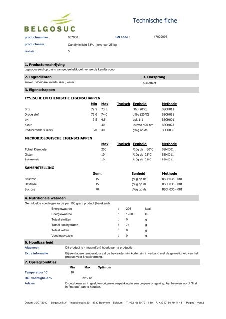 Technische fiche - Castle Malting