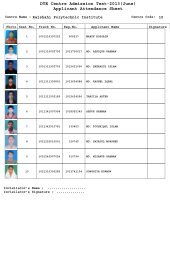 DTE Centre Admission Test-2013(June) Applicant Attendance Sheet