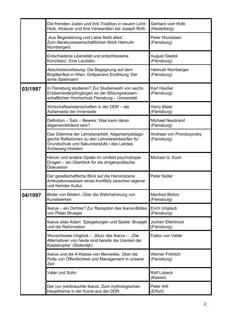 Liste der Inhaltsverzeichnisse aller Ausgaben (PDF)