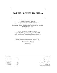 SWEDEN COMES TO CHINA - Kulturverkstan