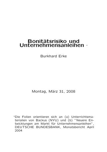 Folien: Kreditausfallrisiko - Burkhard Erke