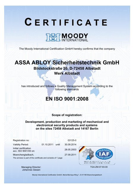 DIN EN ISO 9001:2008 - Assa Abloy