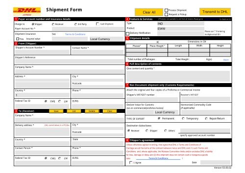 Download DHL eMailShip Shipment Form