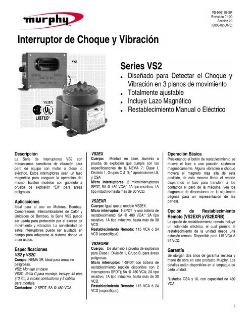 Interruptor de Choque y VibraciÃ³n - Murphy