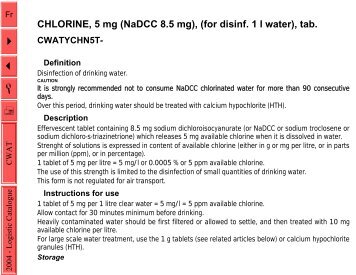 CHLORINE, 5 mg (NaDCC 8.5 mg) - The Water, Sanitation and ...