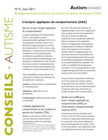 L'Analyse appliquÃ©e du comportement (AAC) - Autism Ontario