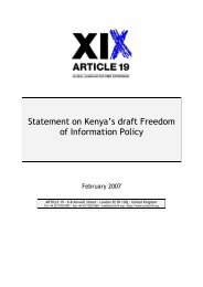 Statement on Kenya's draft Freedom of Information Policy - Article 19